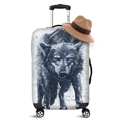 Watercolor Wolf Portrait Print Luggage Cover