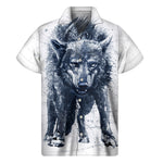 Watercolor Wolf Portrait Print Men's Short Sleeve Shirt
