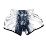 Watercolor Wolf Portrait Print Muay Thai Boxing Shorts