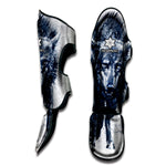 Watercolor Wolf Portrait Print Muay Thai Shin Guard