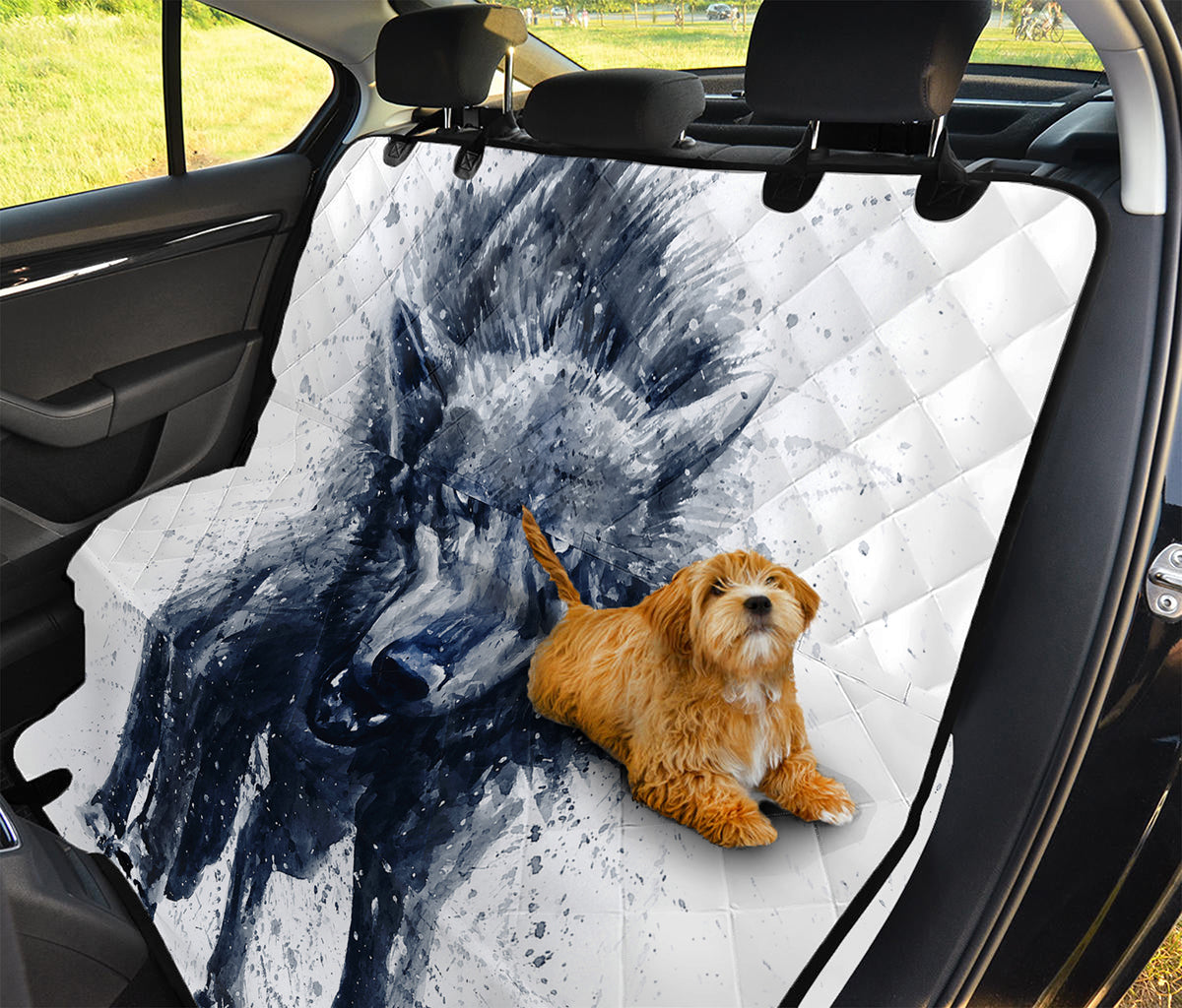 Watercolor Wolf Portrait Print Pet Car Back Seat Cover