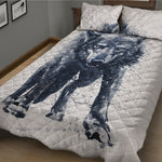 Watercolor Wolf Portrait Print Quilt Bed Set