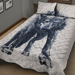 Watercolor Wolf Portrait Print Quilt Bed Set