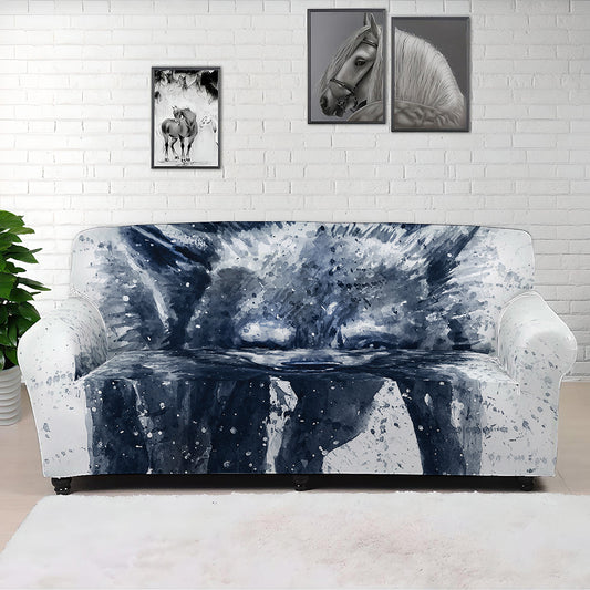 Watercolor Wolf Portrait Print Sofa Cover