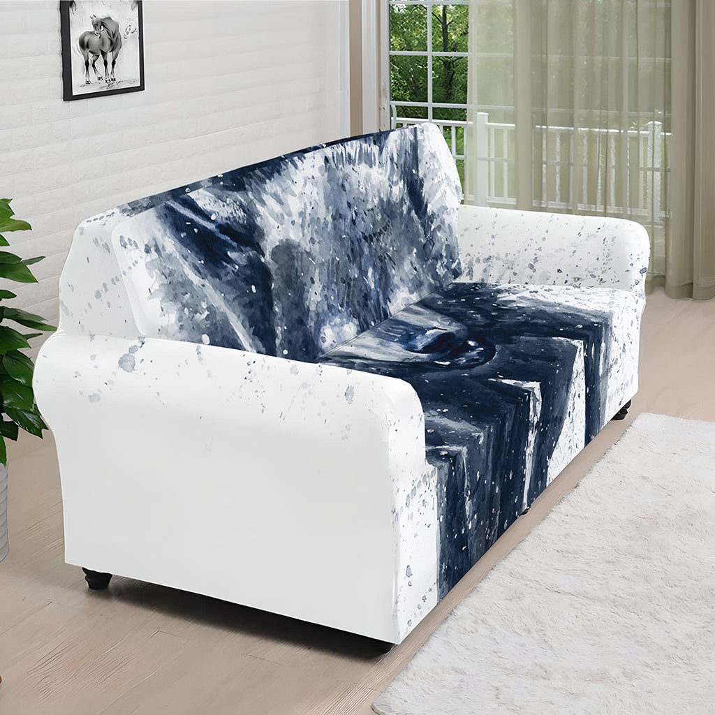 Watercolor Wolf Portrait Print Sofa Cover