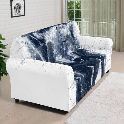 Watercolor Wolf Portrait Print Sofa Cover