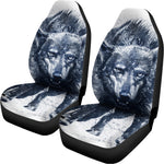 Watercolor Wolf Portrait Print Universal Fit Car Seat Covers