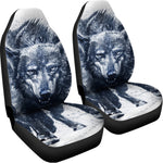 Watercolor Wolf Portrait Print Universal Fit Car Seat Covers