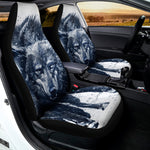 Watercolor Wolf Portrait Print Universal Fit Car Seat Covers