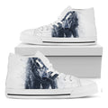 Watercolor Wolf Portrait Print White High Top Sneakers