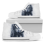 Watercolor Wolf Portrait Print White High Top Shoes