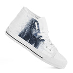 Watercolor Wolf Portrait Print White High Top Shoes