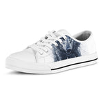 Watercolor Wolf Portrait Print White Low Top Shoes