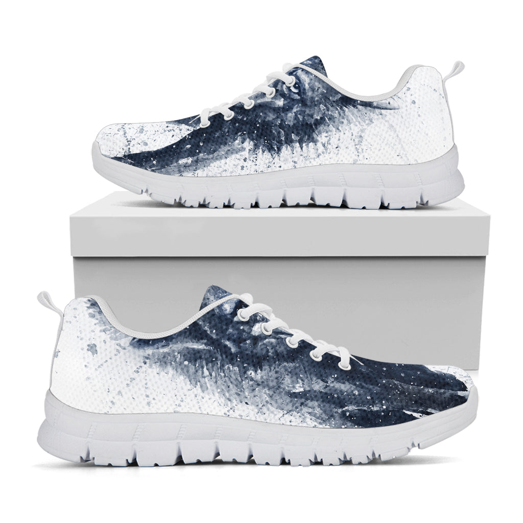 Watercolor Wolf Portrait Print White Sneakers