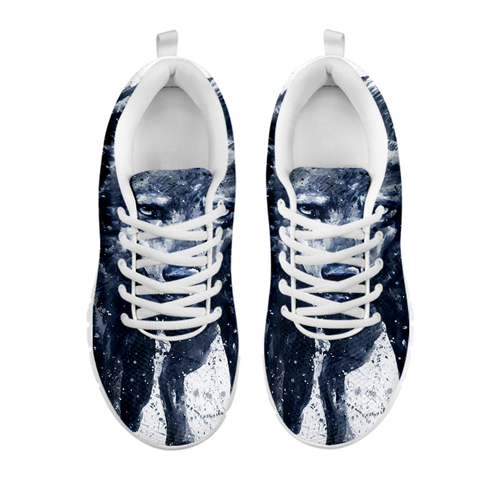 Watercolor Wolf Portrait Print White Sneakers