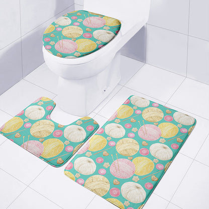 Watercolor Yarn Pattern Print 3 Piece Bath Mat Set