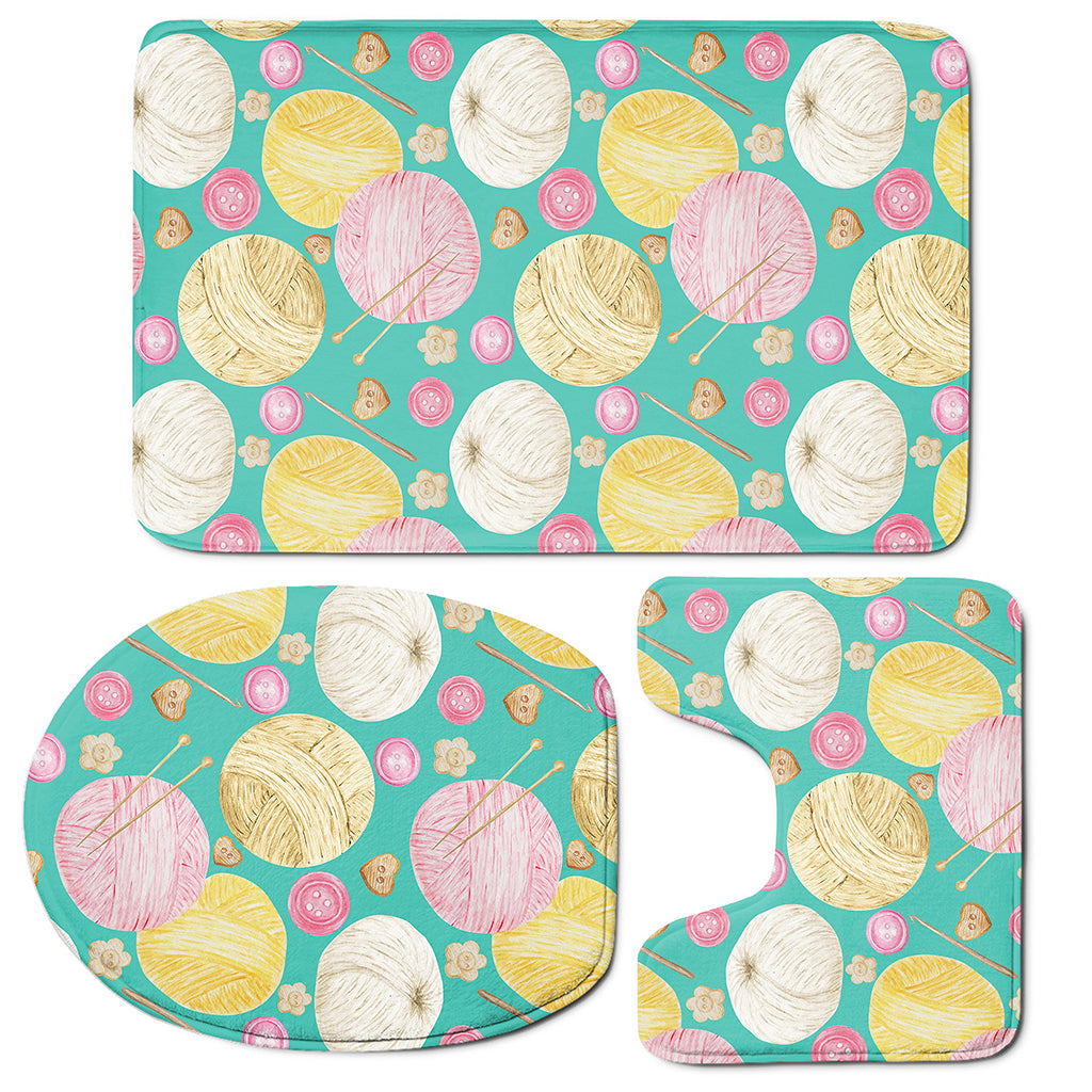 Watercolor Yarn Pattern Print 3 Piece Bath Mat Set