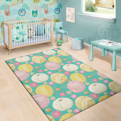 Watercolor Yarn Pattern Print Area Rug