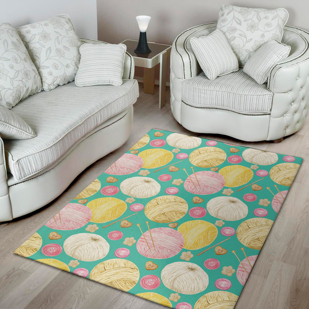 Watercolor Yarn Pattern Print Area Rug