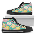 Watercolor Yarn Pattern Print Black High Top Sneakers