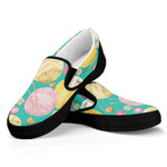 Watercolor Yarn Pattern Print Black Slip On Shoes