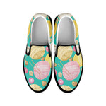 Watercolor Yarn Pattern Print Black Slip On Shoes
