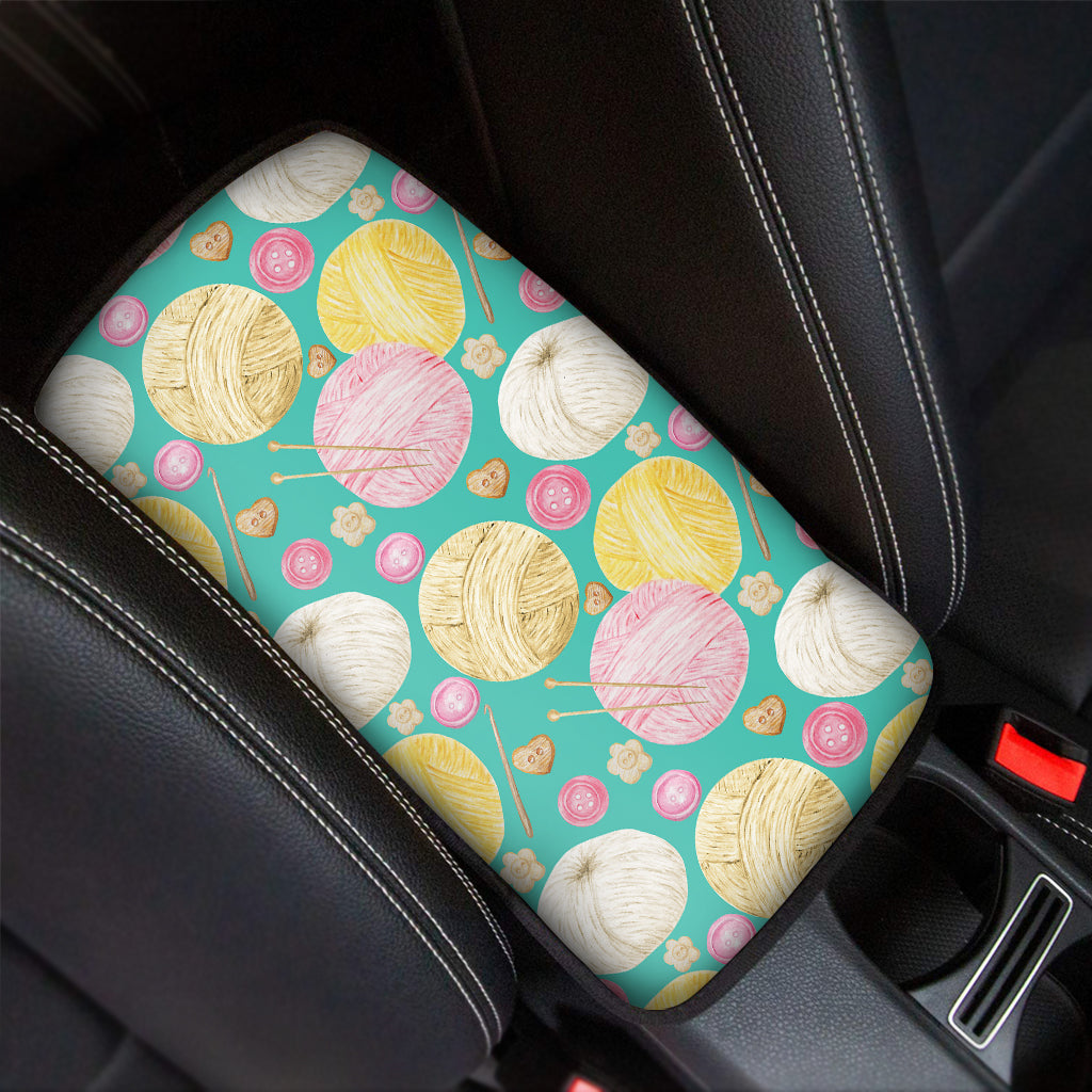 Watercolor Yarn Pattern Print Car Center Console Cover