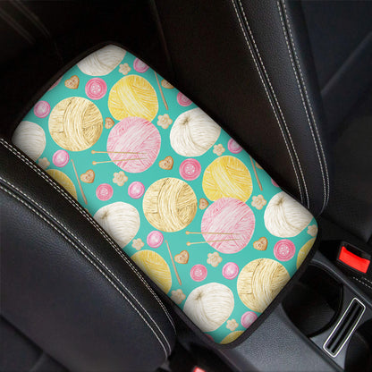 Watercolor Yarn Pattern Print Car Center Console Cover