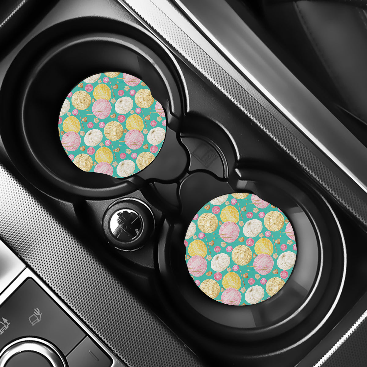 Watercolor Yarn Pattern Print Car Coasters