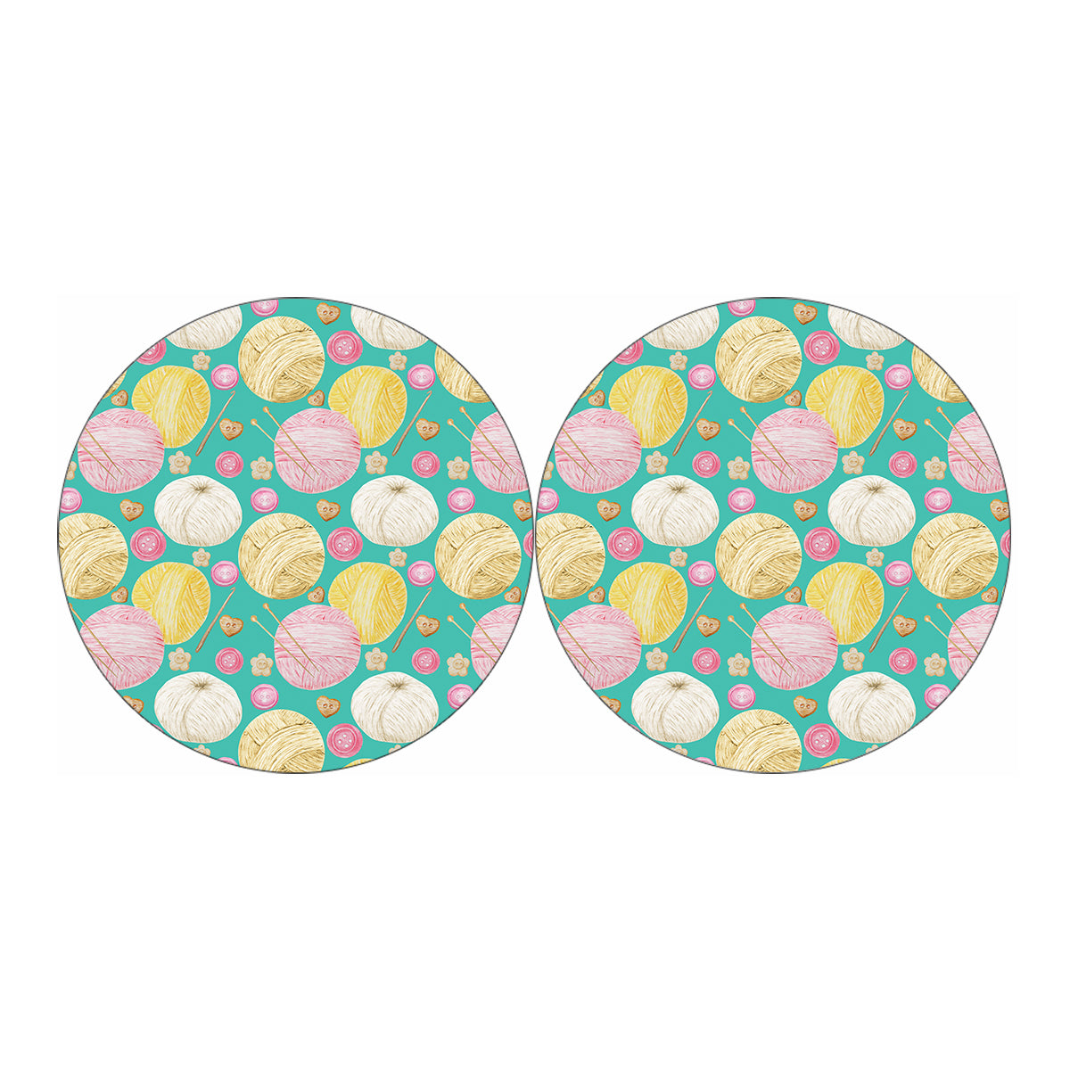 Watercolor Yarn Pattern Print Car Coasters