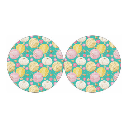 Watercolor Yarn Pattern Print Car Coasters