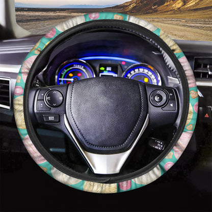 Watercolor Yarn Pattern Print Car Steering Wheel Cover