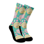 Watercolor Yarn Pattern Print Crew Socks