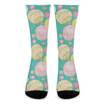 Watercolor Yarn Pattern Print Crew Socks