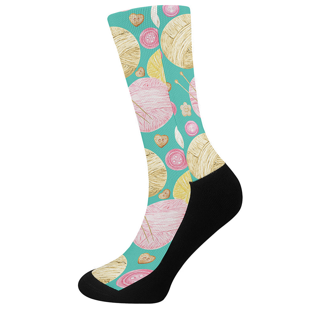 Watercolor Yarn Pattern Print Crew Socks