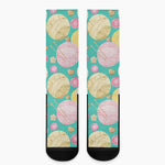 Watercolor Yarn Pattern Print Crew Socks