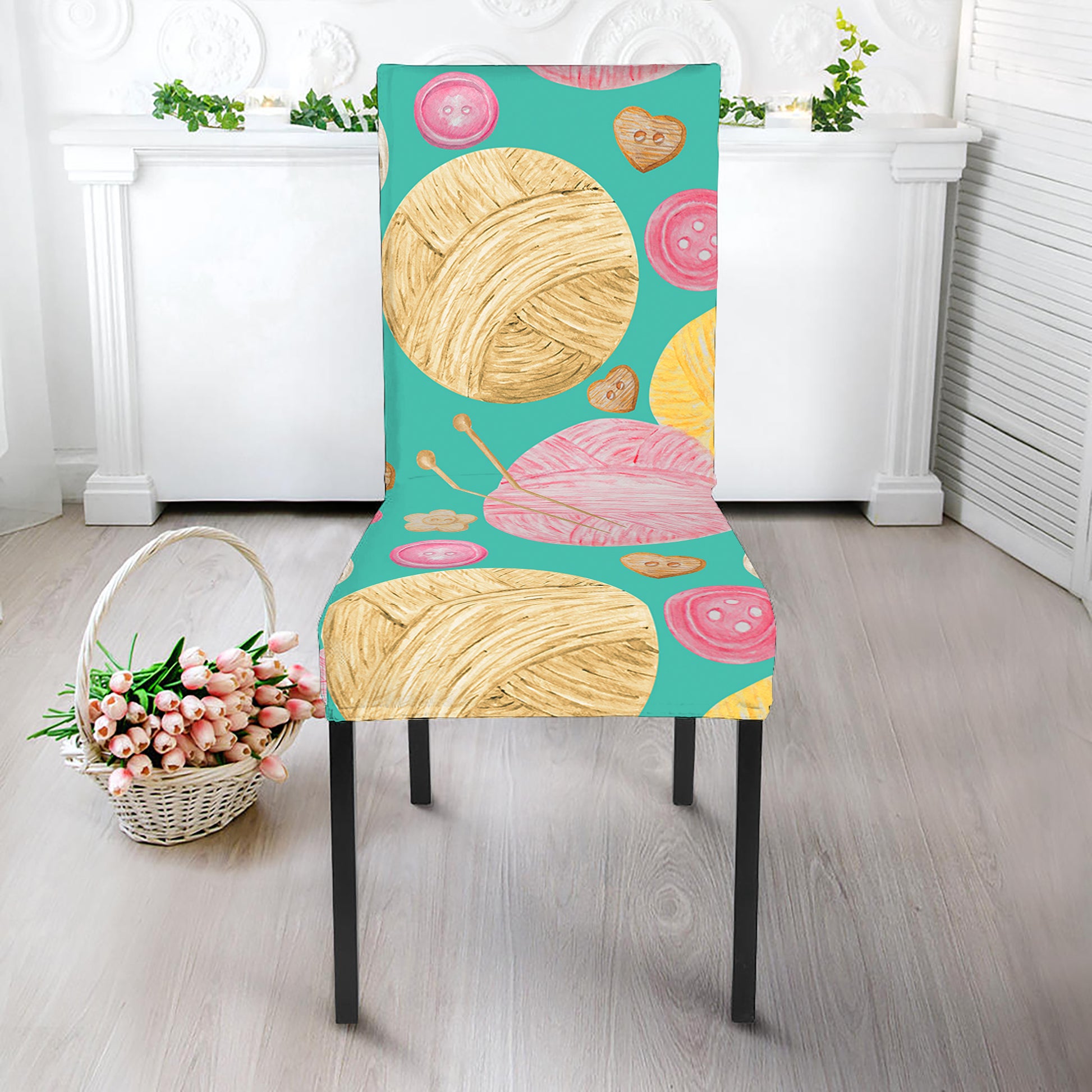 Watercolor Yarn Pattern Print Dining Chair Slipcover