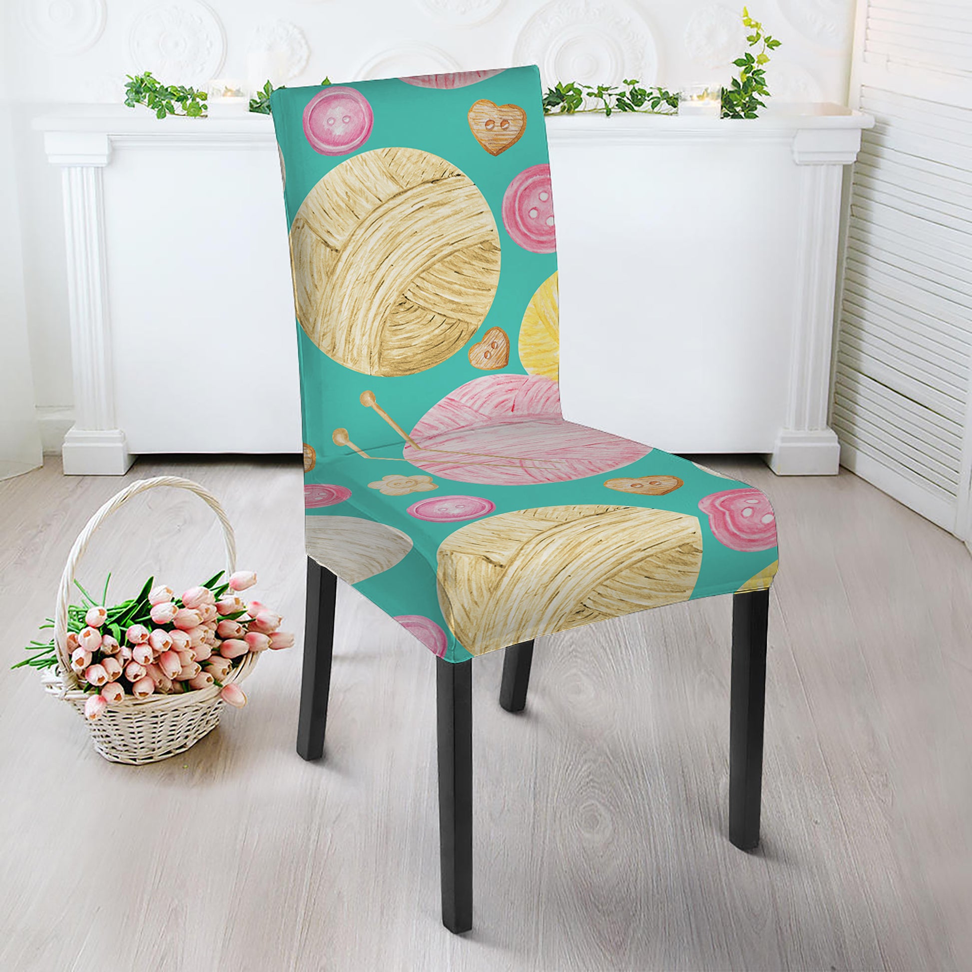 Watercolor Yarn Pattern Print Dining Chair Slipcover