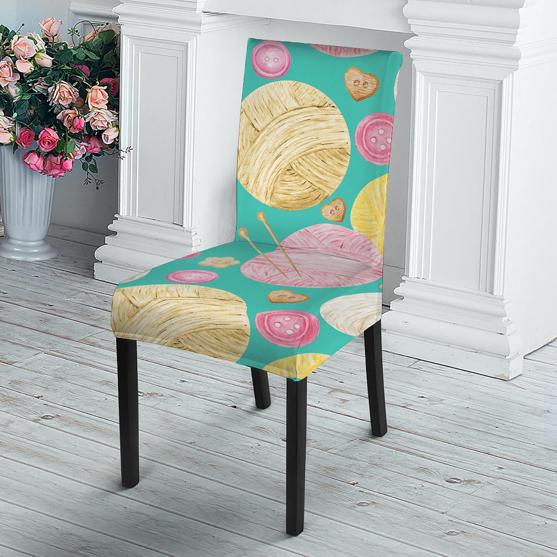 Watercolor Yarn Pattern Print Dining Chair Slipcover