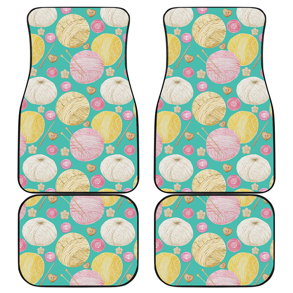 Watercolor Yarn Pattern Print Front and Back Car Floor Mats