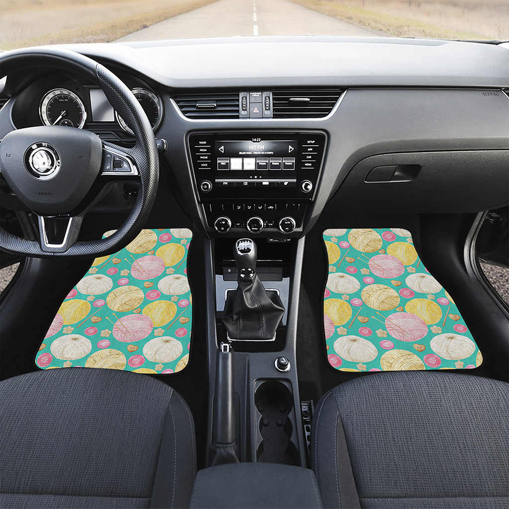 Watercolor Yarn Pattern Print Front and Back Car Floor Mats
