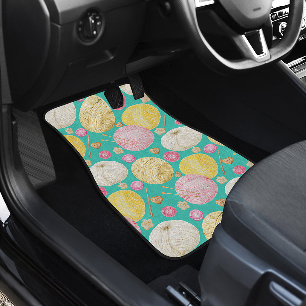 Watercolor Yarn Pattern Print Front and Back Car Floor Mats