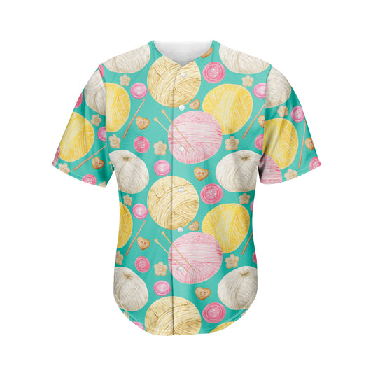 Watercolor Yarn Pattern Print Men's Baseball Jersey