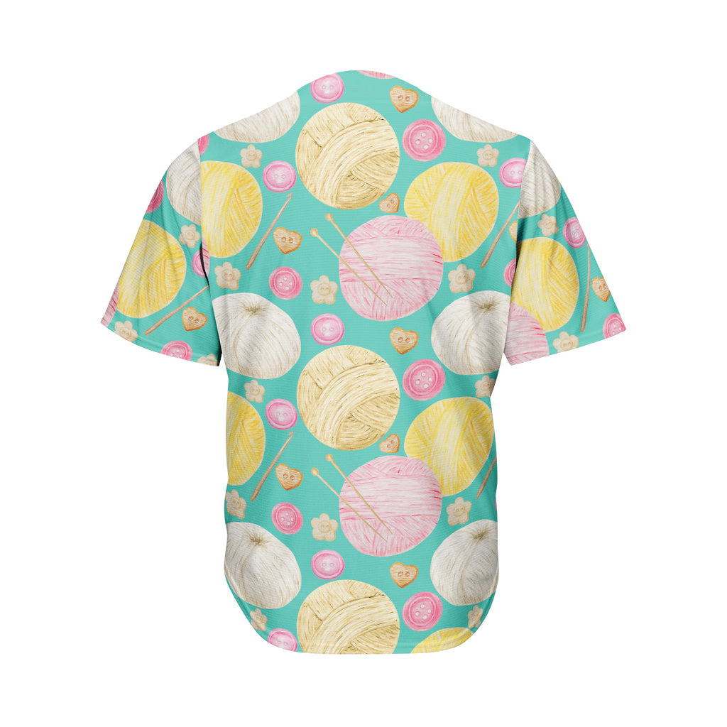 Watercolor Yarn Pattern Print Men's Baseball Jersey