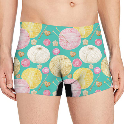 Watercolor Yarn Pattern Print Men's Boxer Briefs