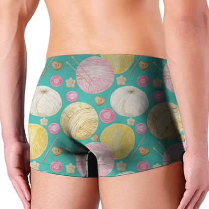 Watercolor Yarn Pattern Print Men's Boxer Briefs