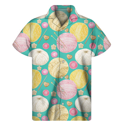 Watercolor Yarn Pattern Print Men's Short Sleeve Shirt