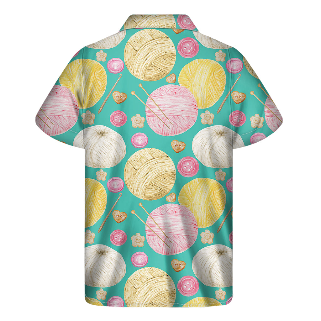 Watercolor Yarn Pattern Print Men's Short Sleeve Shirt