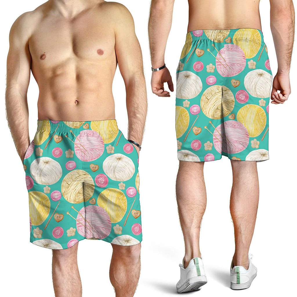 Watercolor Yarn Pattern Print Men's Shorts