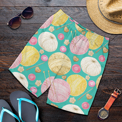 Watercolor Yarn Pattern Print Men's Shorts